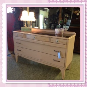 After: Child's pink dresser - left the top original stain