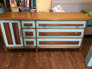 This was what it looked like when I experimented with leaving some wood on the drawers. It was interesting but not what the client had in mind.